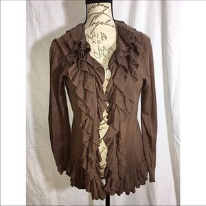 Brown Ruffled Cardigan